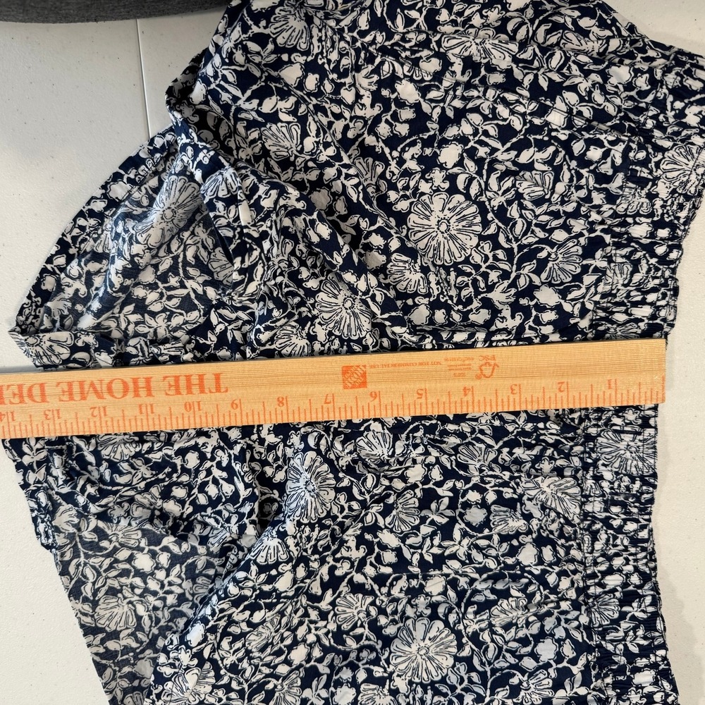 Vineyard Vines Navy Blue White Floral Cotton Elastic Waist Pull On Shorts L - Picture 7 of 7
